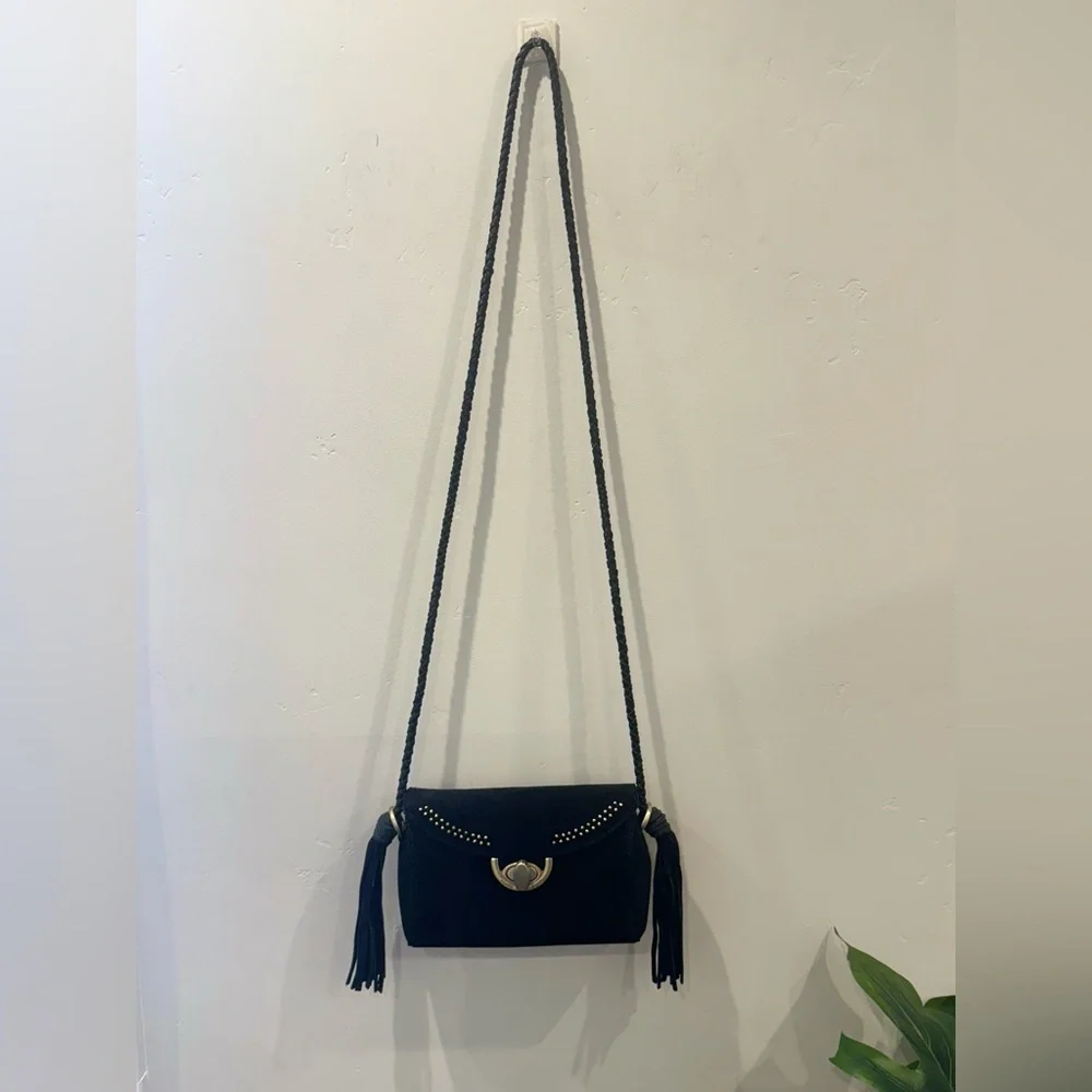 Nanette Lepore Collette Crossbody Black Suede W/Tassles Used Great condi…